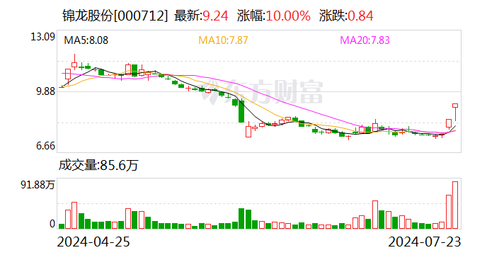 锦龙股份逆市摘2连板！旗下中山证券扭亏为盈 仅6月就狂赚1.4亿元