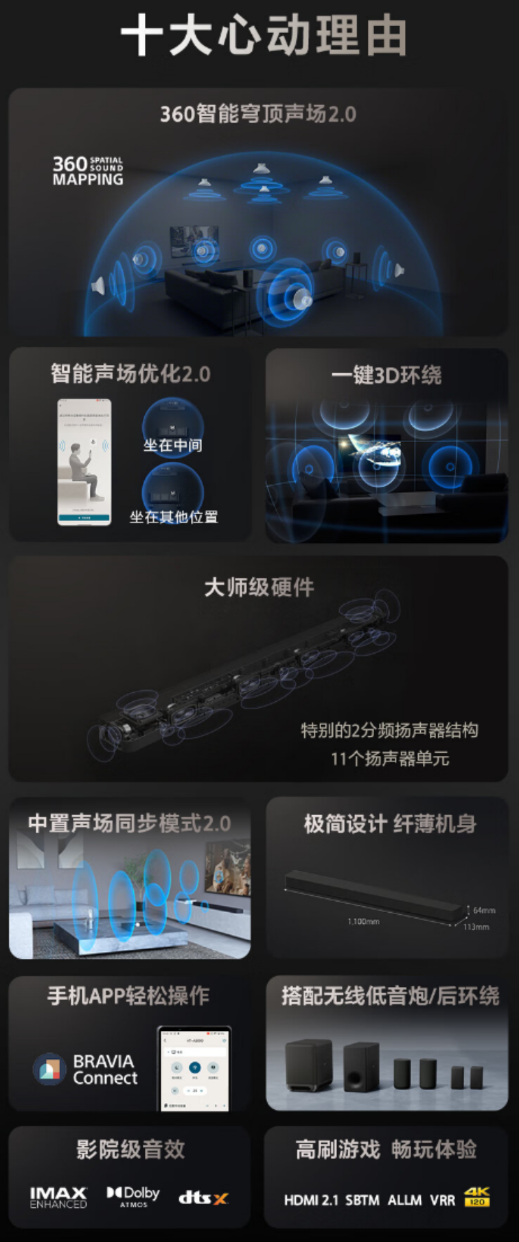 索尼 HT-A9000 / HT-A8000 系列回音壁开售：单设备环绕音、App 控制，6490 9490 元  第25张