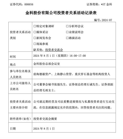 *ST金科：已收到中金资本参与重整投资的意向函 招商平安资产已参与重整投资报名并缴纳完毕足额保证金  第2张