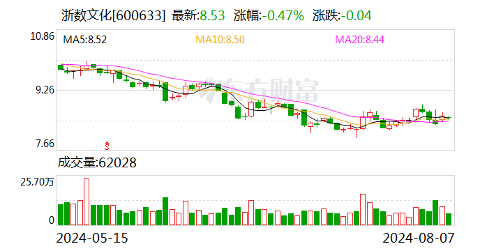 浙数文化：上半年净利润同比减少76.71% 拟10派0.9元