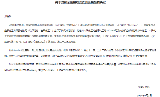 未及时对关联交易信披 六国化工董秘邢金俄被监管约见谈话  第2张