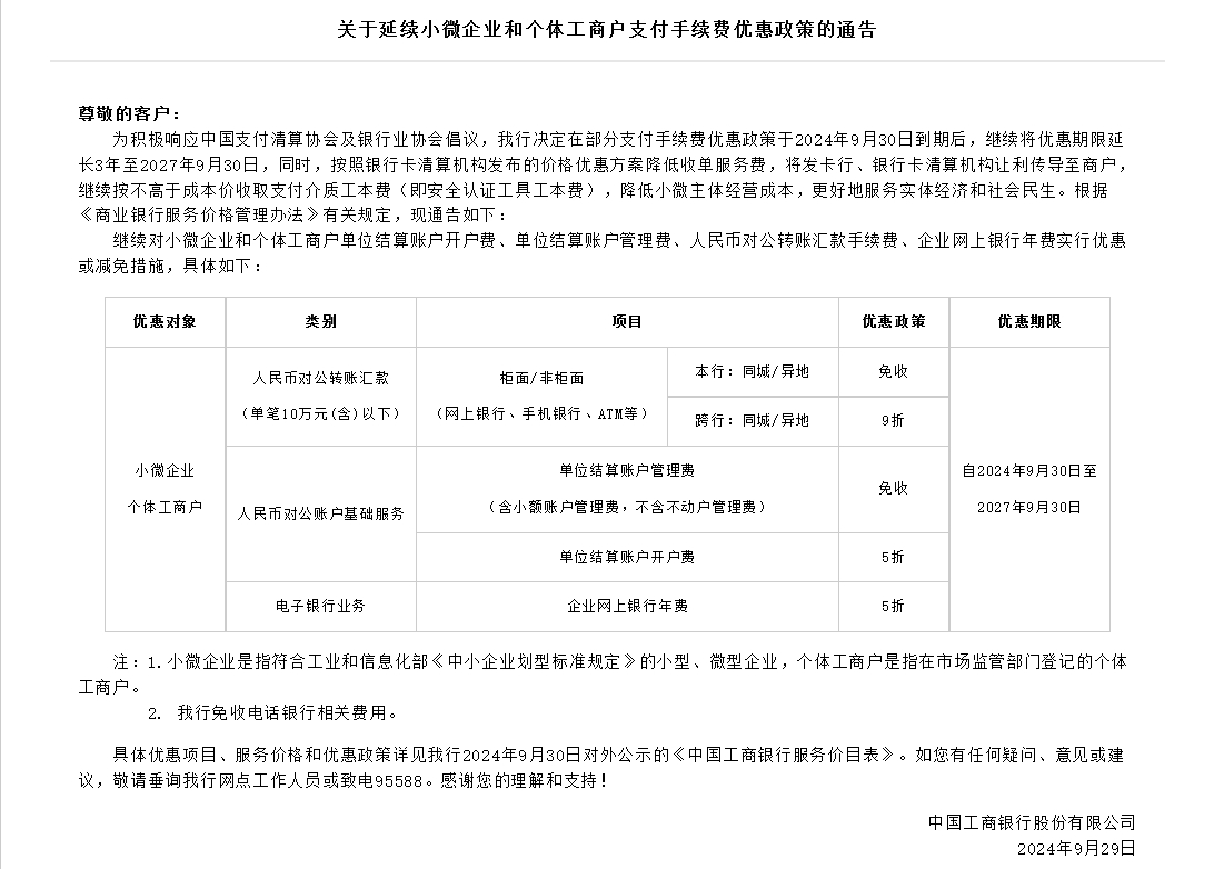 国有六大行响应两协会倡议延长三年支付降费政策优惠 招商银行、平安银行等股份行纷纷跟进  第1张