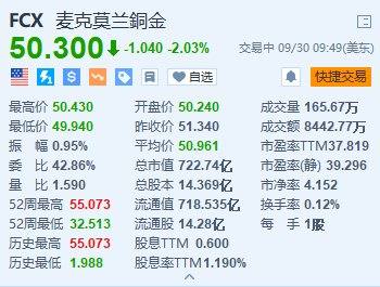 美股异动丨麦克莫兰铜金跌超2% 集团无意效仿其他同业通过收购扩充产能  第1张