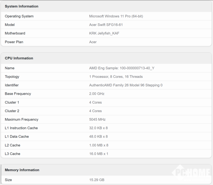 AMD Krackan Point APU跑分现身 成绩高于8845HS