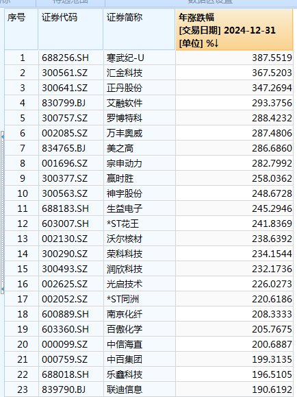 A股2024收官！频频见证历史，最牛板块、个股出炉  第2张