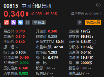 港股金猫银猫开涨46.34%、中国白银集团涨近20% 联合公告：发现大型金矿潜力  第2张